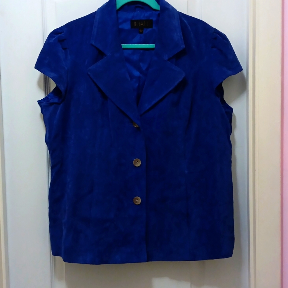 Iman suede vest, Size 1X Deep Royal Blue